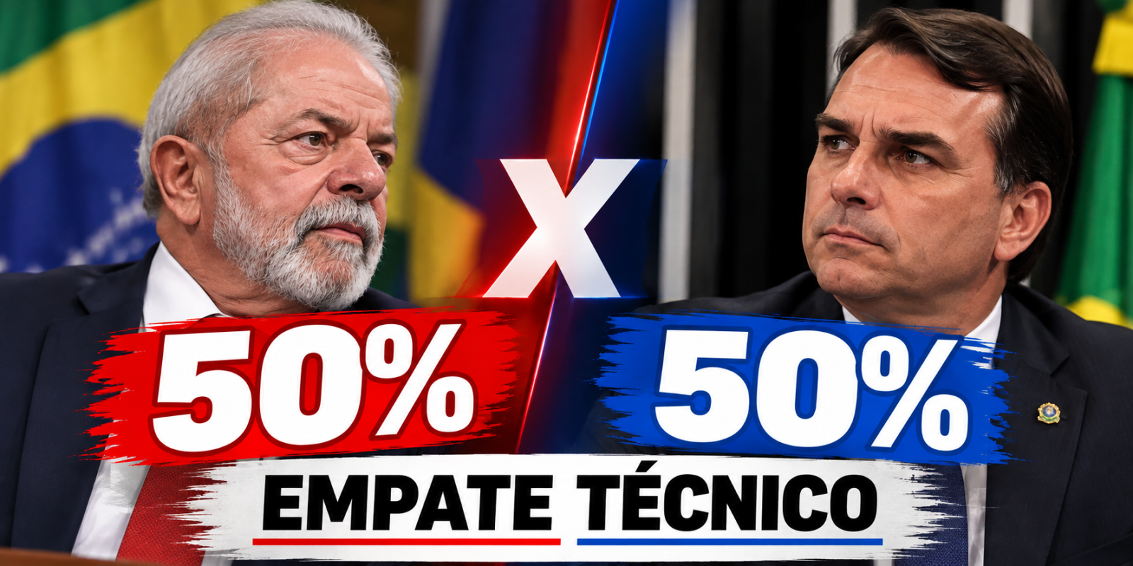 DATAFOLHA: LULA E FLÁVIO BOLSONARO EMPATAM COM 50% DOS VOTOS VÁLIDOS